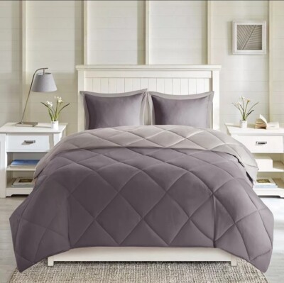 Madison Park Twin/XL Reversible Down Alternative Comforter Set Gray Scotchgard -image