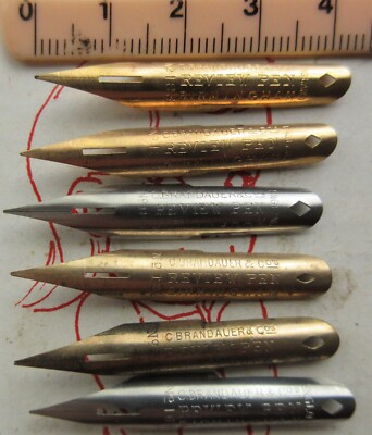 6 VINTAGE C BRANDAUER #183 REVIEW LARGE ASSORT DIP PEN NIBS+LETTERING+DRAW+MAGNA-image
