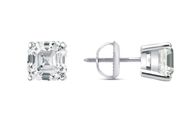 1 Ct Asscher Lab Created Grown Diamond Earrings Studs 950 Platinum F/VS-image