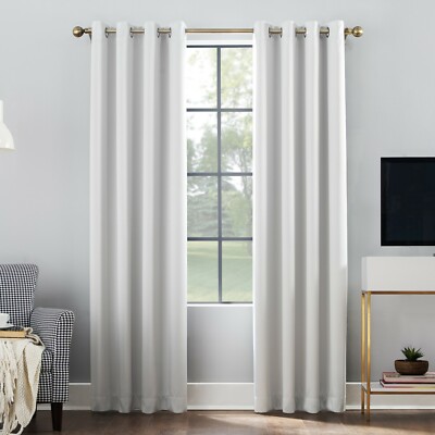 SET OF 2 Sun Zero Oslo Blackout Grommet Curtain Panel, PEARL, 52 X 63-image
