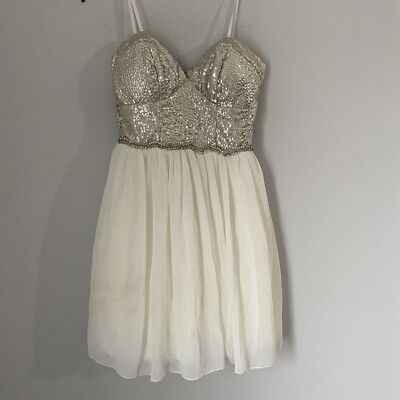 City Studio Junior’s Strapless Mini Sequin Sweetheart Neck Beaded Dress size 3-image