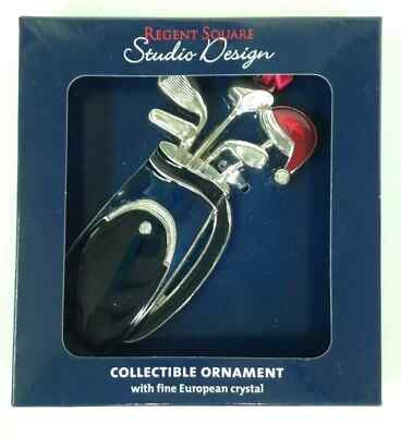 Golf Club Bag Ornament With Crystals by Regent Square Studio Design-image