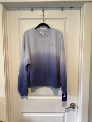 Champion Relaxed Fleece Dye Crew Sweatshirt Dip Dye Ombre Blue Womens XXL-image