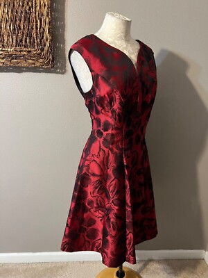 Studio One 1 Ruby Red Black A Line Washable Dress 10-image