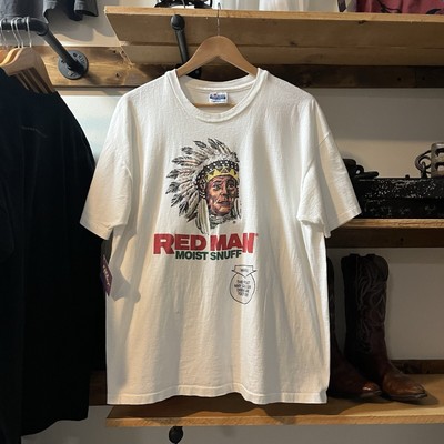 Vtg 80s Red Man Snuff Tshirt XL Marlboro Cigarettes Dip Rare White -image