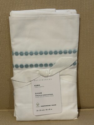 NWT SINGLE Pottery Barn SEA GLASS Pearl EURO Sham Organic Cotton 26