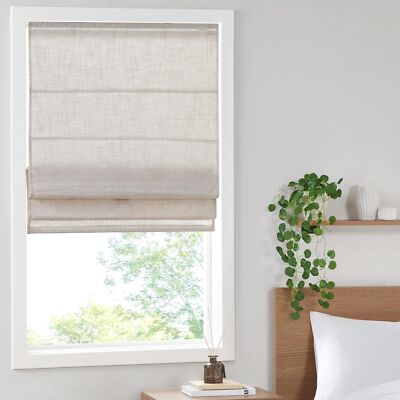 Madison Park Kyler Cordless Roman Shades - Single Panel, Lightweight Linen Bl...-image