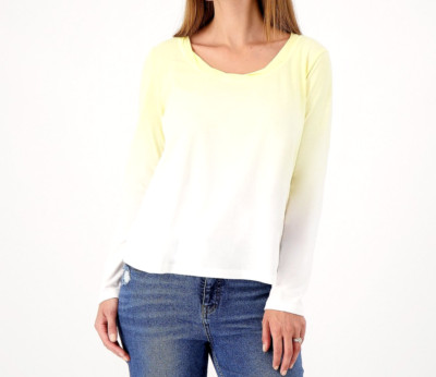 Candace Cameron Bure The Ocean Dipped Long-Sleeve Top- Honeysuckle, Large-image