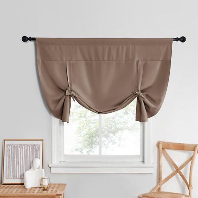 NICETOWN Thermal Insulated Blackout Tie up Curtain for Cafe, Farmhouse Room D...-image