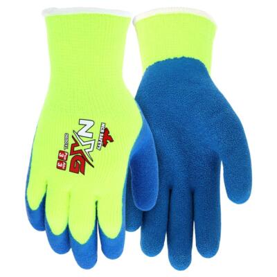 MCR Safety NXG Hi-Vis Insulated Latex Dipped Palm WINTER WORK GLOVES Blue/Yellow-image