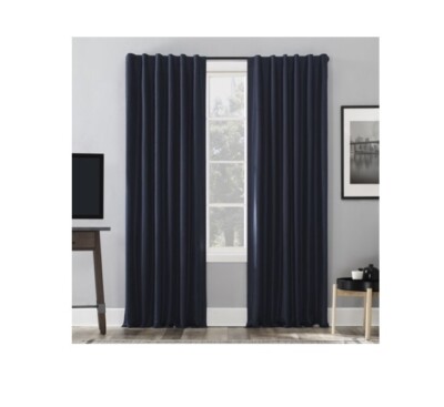 Evelina Faux Silk 50”x95” Thermal Blackout Curtain - navy-image
