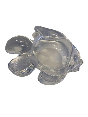 Fish Shaped  Vannes France Art Glass Crystal Dish 6”-image