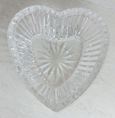 Waterford Crystal Signed Heart Candy Trinket Dish Dip H'orsderv Bowl EUC-image