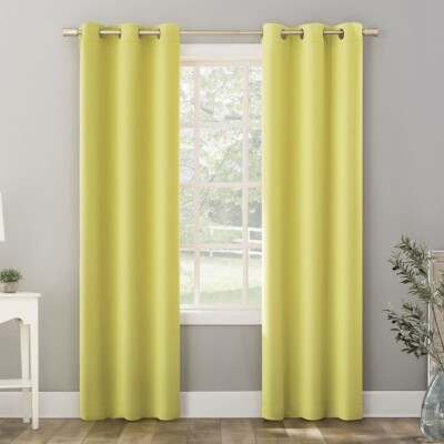 Sun Zero Riley Kids Blackout Grommet Curtain Panel in Lemon Yellow 40 x 84in-image