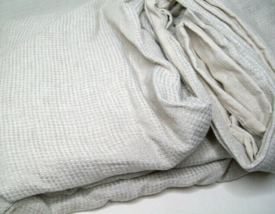 Pottery Barn Flax Light Brown Belgian Flax Linen Waffle Full Queen Duvet Cover-image