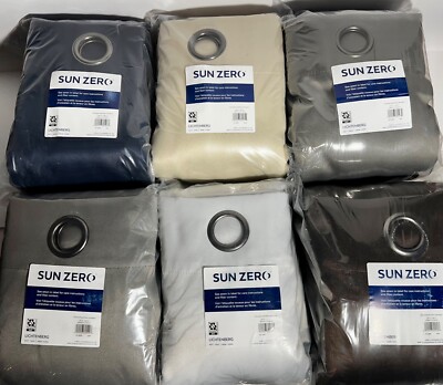 Sun Zero Hartford Room Darkening Grommet Curtains 2-pack . PICK COLOR & SIZE .-image