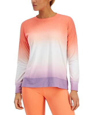 MSRP $40 Id Ideology Womens Dip-Dye Crewneck Top Orange Size Large-image