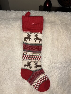Pottery Barn Classic Fair Isle Christmas Stocking Collection Green Reindeer -Dad-image