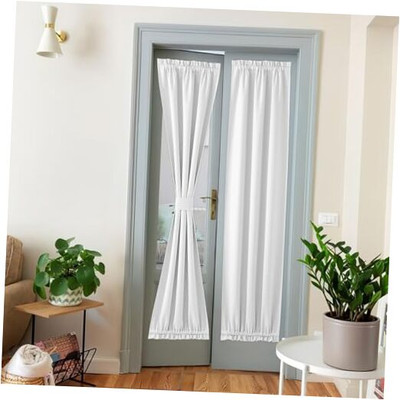  Faux Linen Door Curtain Panel, French Door Curtains Blackout Thermal -image