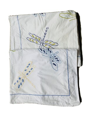 Pottery Barn  2 Embroidered  Bug Cotton Pillow Shams-image