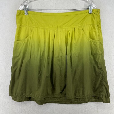 ATHLETA Skirt 12 L Ombre Dip Dye Pleated Cotton Mini A-Line Side Zip Lined Green-image