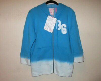 Vintage Victoria’s Secret PINK 3/4 Sleeve Zip Hoodie Turquoise Dip Dye L NWT -image