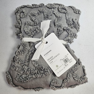 (1) Pottery Barn Renee Candlewick Gray Standard Sham READ-image