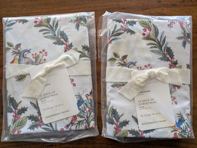POTTERY BARN Set of Two 12 Days of Christmas Shams-Std-NWT-image