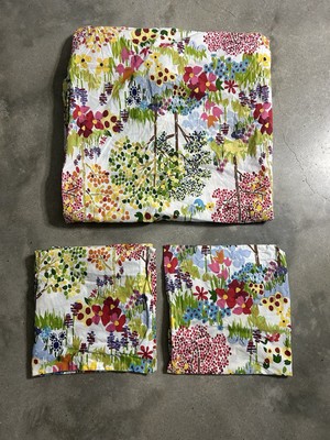 Pottery Barn King Woodland Tree Paint By Numbers Duvet & Euro Shams Lot Set-image