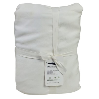 Pottery Barn White Tencel Wrinkle Resistant Duvet Cover King Cal King-image