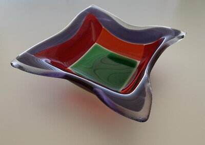 Fused Studio Art Glass Bowl, Candy Nut Dish, Mid Century Modern, 5.5