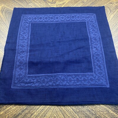 POTTERY BARN FARRAH LACE PILLOW COVER 22 x 22 Navy Blue 7493823-image