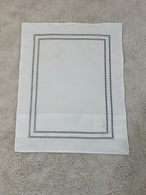 Pottery Barn Pearl Organic Percale Standard Pillow Sham White Gray Embroidered.-image