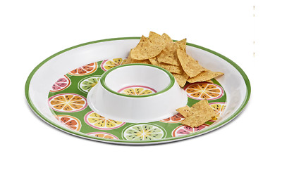 Martha Stewart Collection Melamine Chip & Dip, Citrus Motif, 14.25