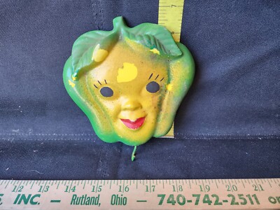 Vintage Miller Studio Anthropomorphic Apple Face Chalkware Wall Hook Plaque -image