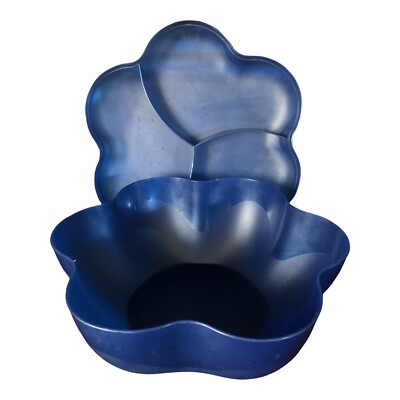 Blue 2 Piece Tupperware Large Chip Ultimate Party Bowl Set Salads-image