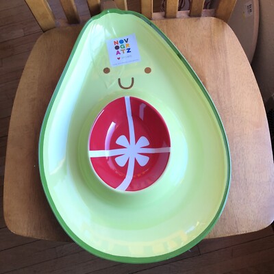 Novogratz Melamine Holiday Green Avocado Chip and Dip Platter Tray NWT RARE-image