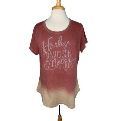 HARLEY-DAVIDSON Rose Pink Dip Dye Short Sleeve Womens Tee Size XL *READ*-image