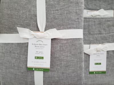 POTTERY BARN Belgian Flax Linen FULL/QUEEN Duvet & 2 EURO Shams NEW ~ FLAGSTONE-image