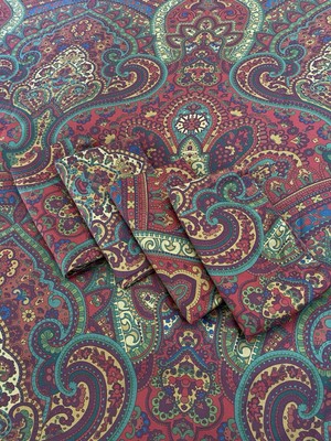 Pottery Barn MIRA FULL/QUEEN DUVET Cover Set + 4 KING SHAMS Red Paisley-image