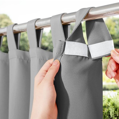 Patio Curtain Outdoor Waterproof Extra Long, Self-Stick Tab Top Thermal Insul...-image