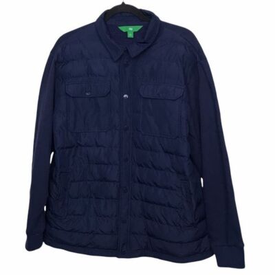 Dip Blue Quilted Mixed Media Jacket Large-image