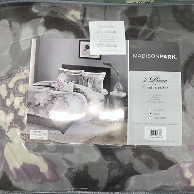 Madison Park Serena 7-Pc. Comforter Set, King, Grey, NWT-image