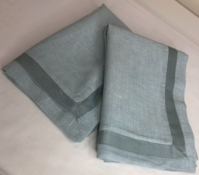 Pottery Barn Linen Cotton Silk (2) Standard Pillow Shams Cases 20X26 Light Green-image