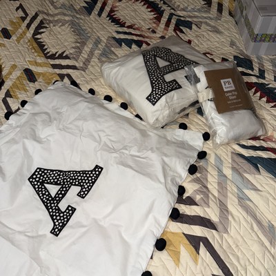 Pottery Barn Teen FULL-QUEEN DUVET COVER & 2- STD. SHAMS NWT initial A color pop-image