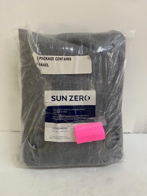 Curtain Panel Sun Zero Lichtenberg Grommet Dark Grey Pratt NEW-image