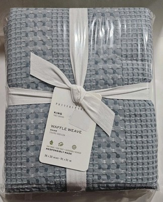 Pottery Barn Waffle Weave King Pillow Sham Chambray 36