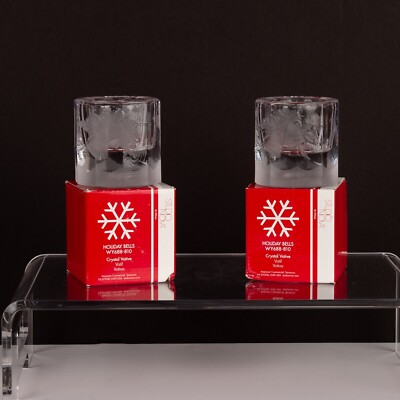 Set Of 2 Studio Nova Candle Holders Holiday Bells Christmas Glass NEW IN BOX￼-image