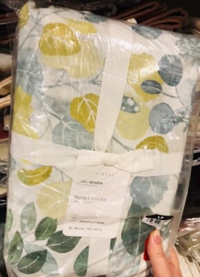 Pottery Barn Botanical Garden Florals Duvet Cover Green Queen 2 Standard Shams🦩-image