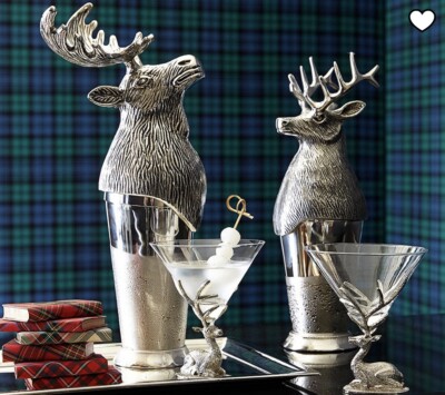 Pottery Barn Stag Martini Glasses ~ One Single Glass-image